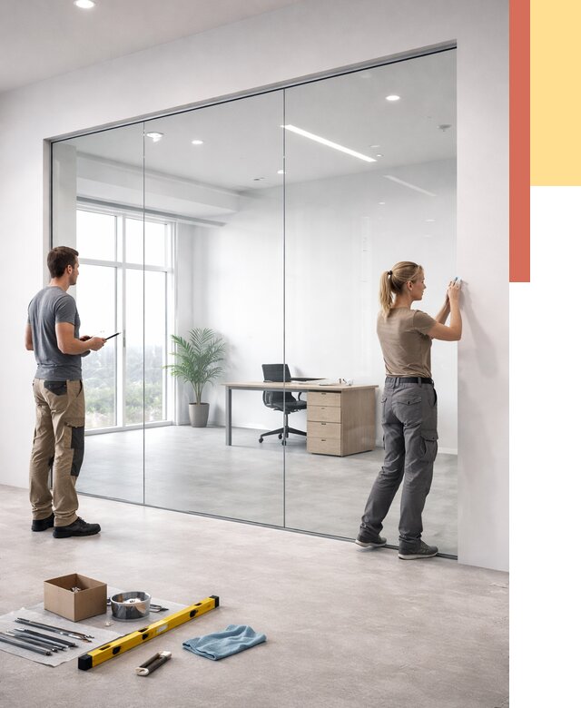 Перегородки из закаленного стекла в Новокуйбышевске от 9730 руб. под ключ | ОТДЕЛОЧНИК-Нвб