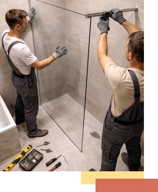 Стеклянные перегородки для душа в Новокуйбышевске — изготовление и монтаж