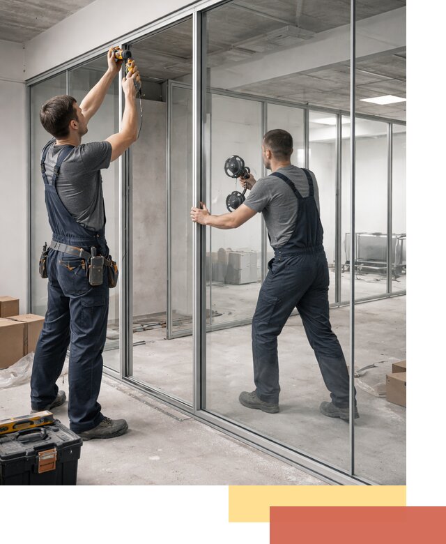 Алюминиевые перегородки со стеклом в Новокуйбышевске — изготовление и монтаж