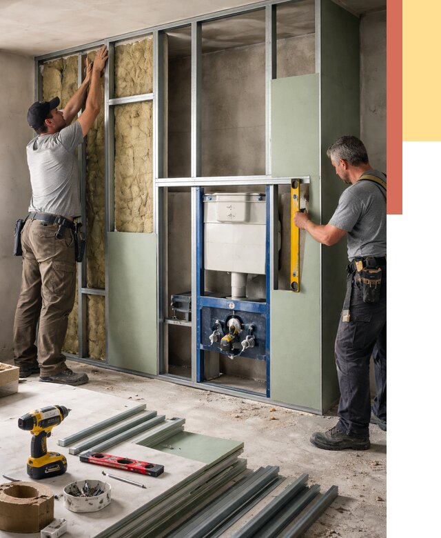 Установка сантехнических перегородок в Новокуйбышевске от 8706 руб. | ОТДЕЛОЧНИК-Нвб