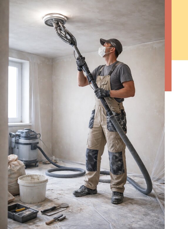 Шлифовка потолка в Новокуйбышевске от 3585 руб. — услуги шлифования потолка | ОТДЕЛОЧНИК-Нвб