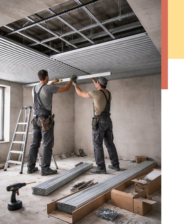 Монтаж реечного потолка в Новокуйбышевске от 4609 руб. под ключ | ОТДЕЛОЧНИК-Нвб