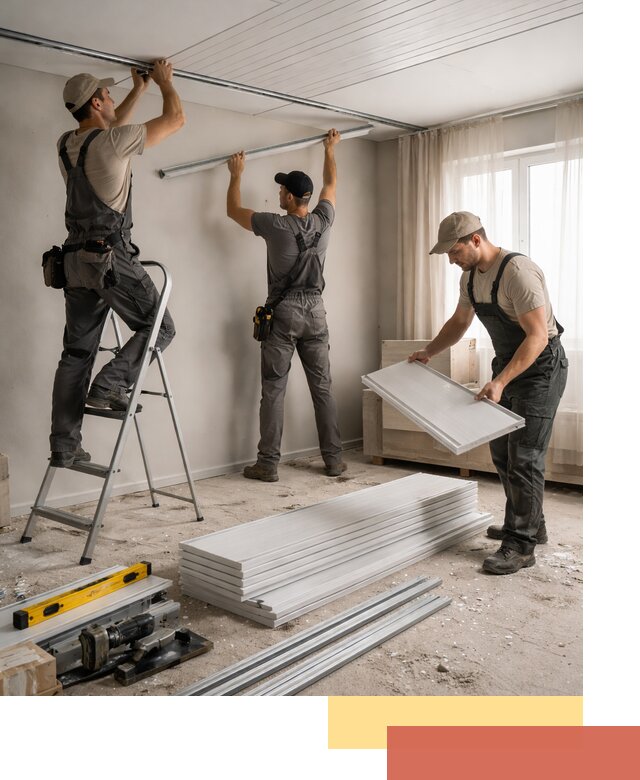 Монтаж потолка из ПВХ панелей в Новокуйбышевске оперативно и качественно