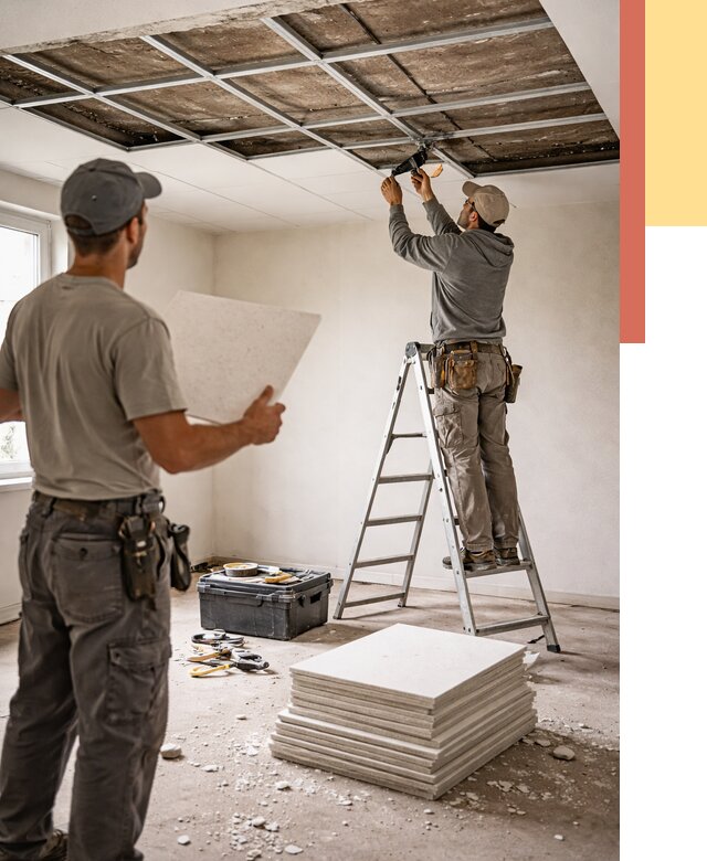 Замена плит подвесного потолка в Новокуйбышевске от 1792 руб. быстро и недорого | ОТДЕЛОЧНИК-Нвб