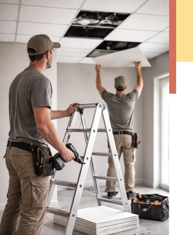 Обслуживание подвесного потолка в Новокуйбышевске от 3585 руб. — быстро и недорого | ОТДЕЛОЧНИК-Нвб