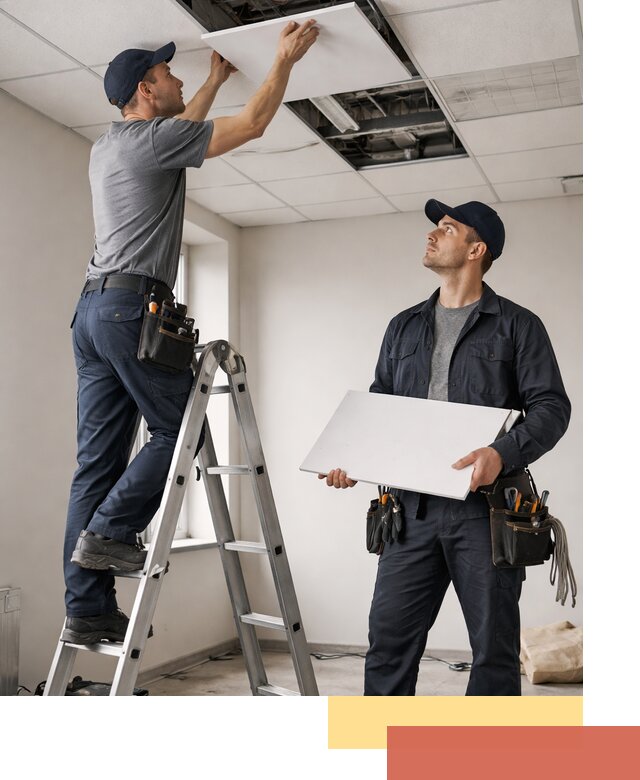 Обслуживание подвесного потолка в Новокуйбышевске — ремонт и чистка