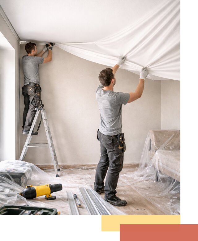 Монтаж тканевого натяжного потолка в Новокуйбышевске недорого и быстро