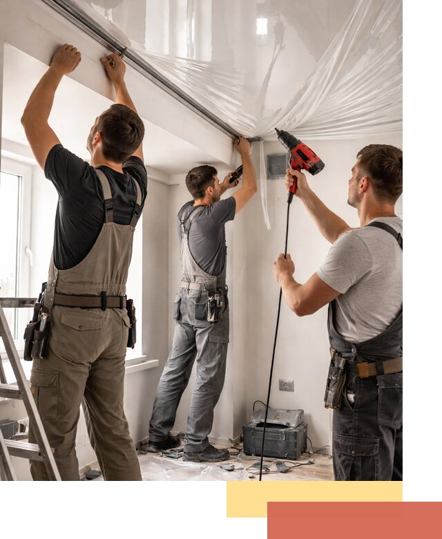 Монтаж глянцевого натяжного потолка в Новокуйбышевске быстро и качественно