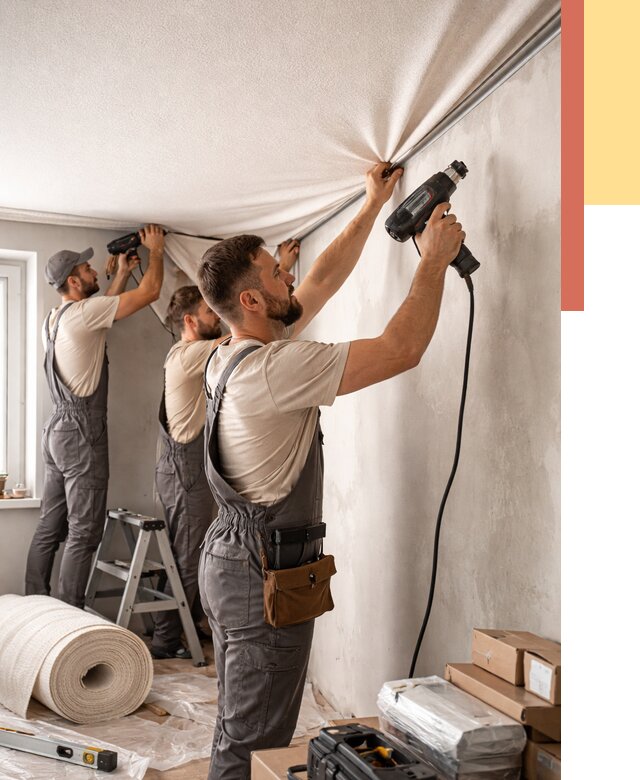 Монтаж фактурного натяжного потолка в Новокуйбышевске от 768 руб. — ОТДЕЛОЧНИК-Нвб