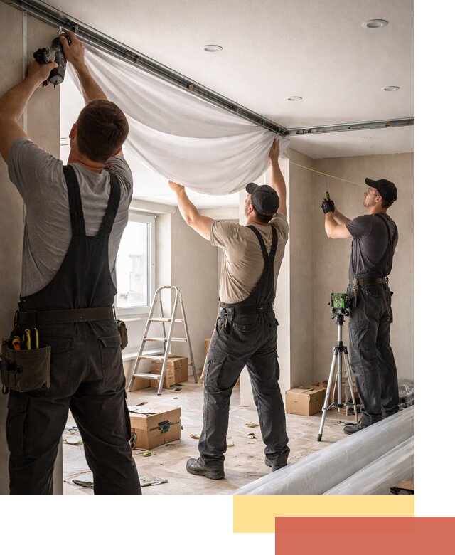 Монтаж парящего натяжного потолка под ключ в Новокуйбышевске