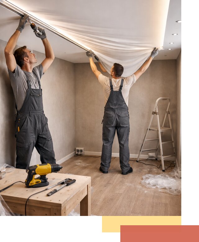 Монтаж натяжного потолка с подсветкой в Новокуйбышевске цена и сроки