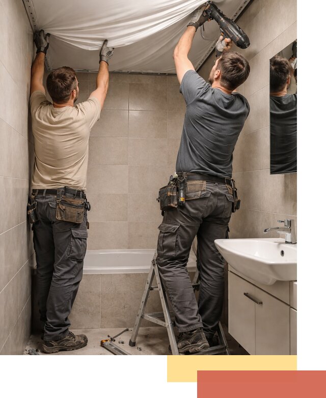 Монтаж натяжного потолка в ванной в Новокуйбышевске быстро и качественно