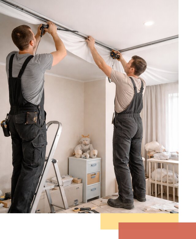 Монтаж натяжного потолка в детской комнате в Новокуйбышевске