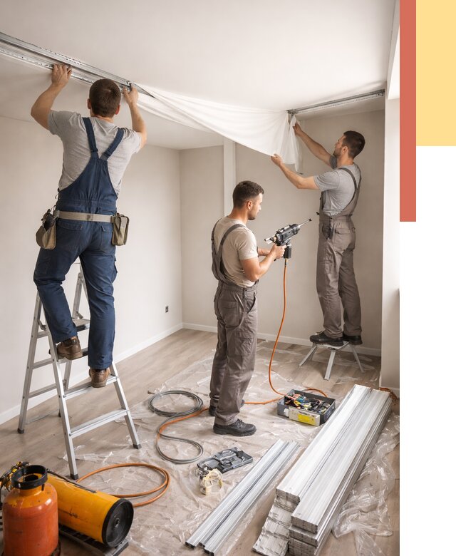 Монтаж натяжного потолка в студии в Новокуйбышевске от 5633 руб. — быстро и недорого | ОТДЕЛОЧНИК-Нвб