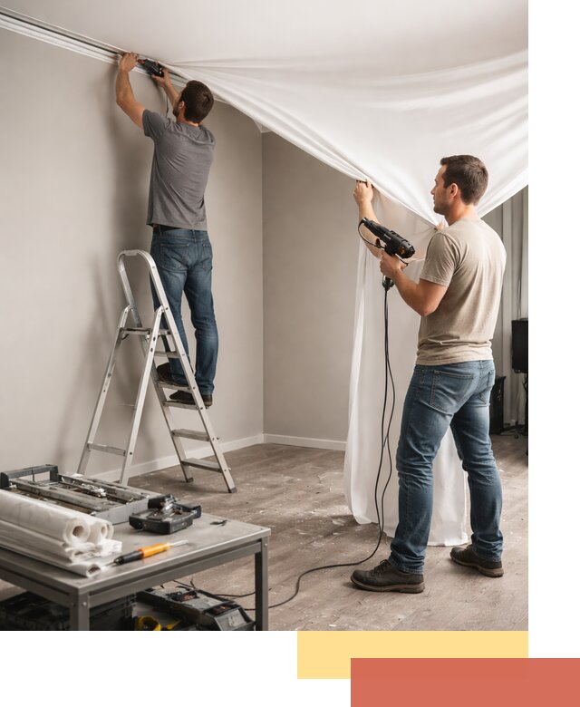 Монтаж натяжного потолка в студии в Новокуйбышевске