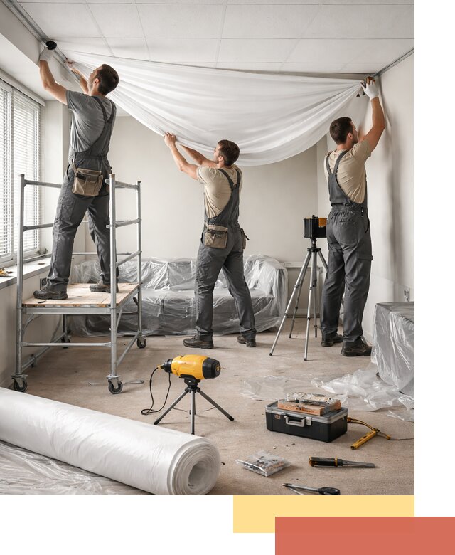 Монтаж натяжного потолка в офисе в Новокуйбышевске