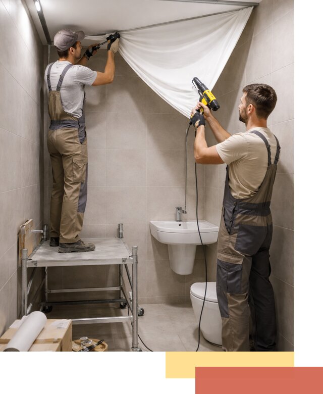 Монтаж натяжного потолка в санузле в Новокуйбышевске