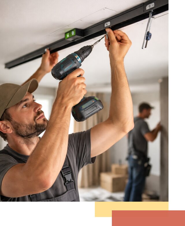 Установка трековых светильников в натяжной потолок в Новокуйбышевске