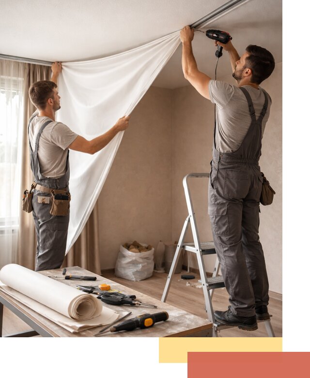 Замена полотна натяжного потолка в Новокуйбышевске быстро и качественно