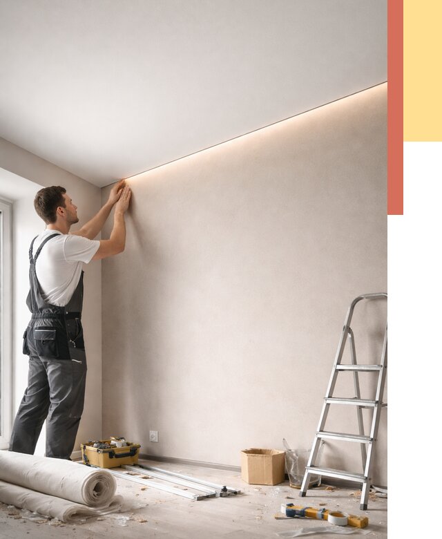 Теневые натяжные потолки в Новокуйбышевске от 8398 руб. под ключ | ОТДЕЛОЧНИК-Нвб