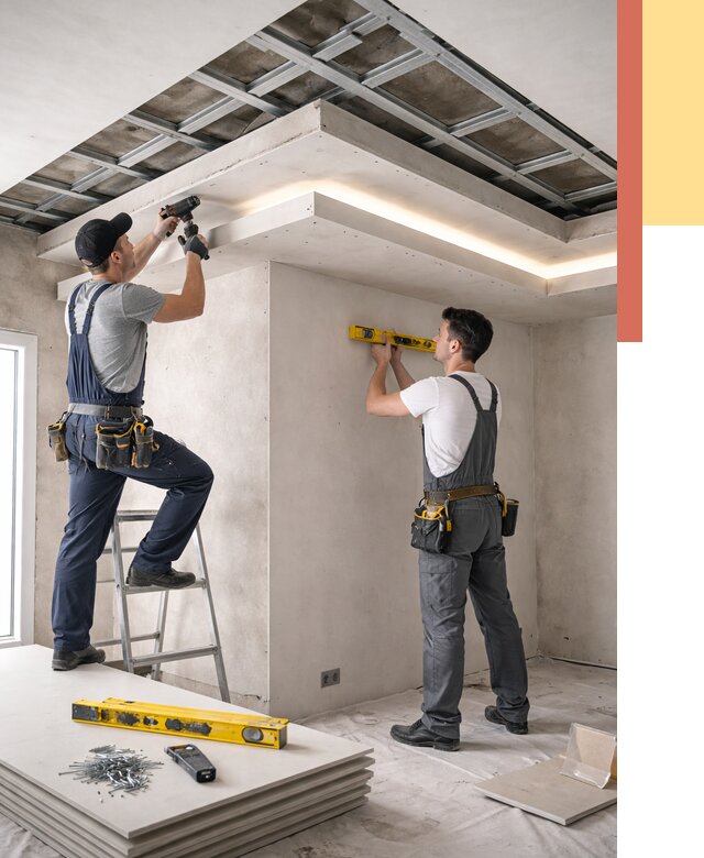 Двухуровневый потолок из гипсокартона в Новокуйбышевске от 1485 руб. под ключ | ОТДЕЛОЧНИК-Нвб