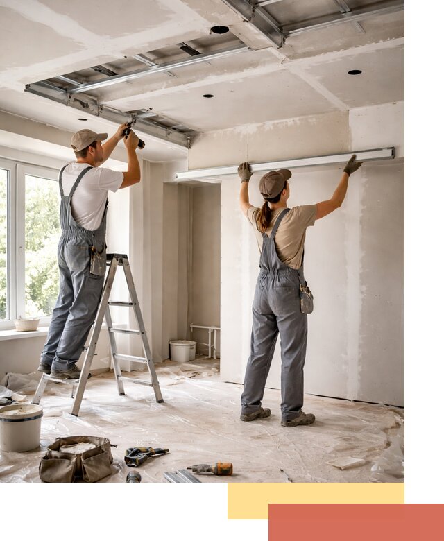 Монтаж многоуровневого потолка из гипсокартона в Новокуйбышевске