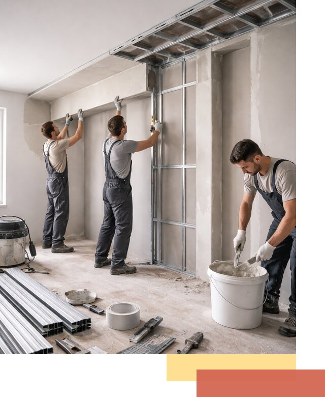 Монтаж потолка из гипсокартона с нишей в Новокуйбышевске