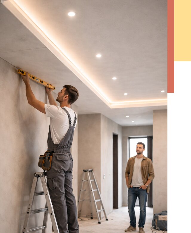 Потолок из гипсокартона с подсветкой в Новокуйбышевске от 768 руб./м2 под ключ | ОТДЕЛОЧНИК-Нвб