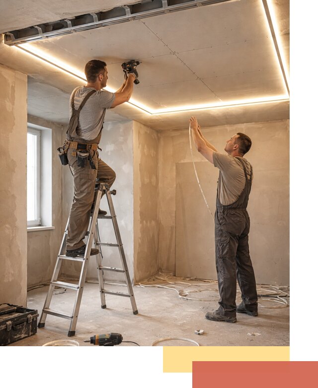 Потолок из гипсокартона с подсветкой в Новокуйбышевске