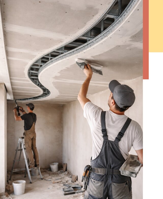 Криволинейный потолок из гипсокартона в Новокуйбышевске от 2151 руб./м2 | ОТДЕЛОЧНИК-Нвб