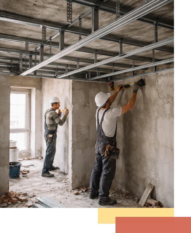 Монтаж каркаса потолка из профильного профиля в Новокуйбышевске