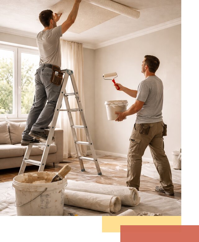 Поклейка обоев на потолок в Новокуйбышевске — качественно и быстро