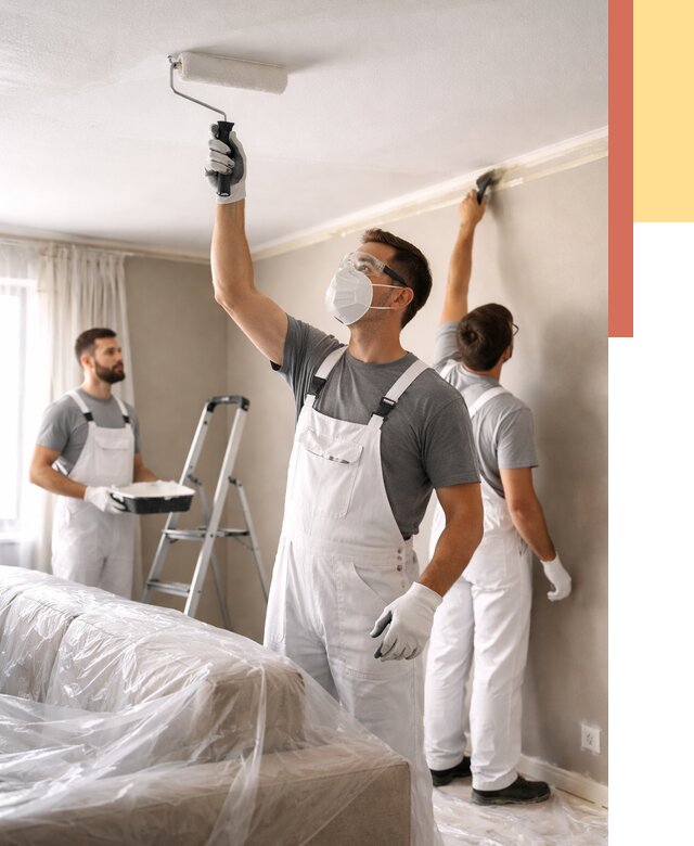 Покраска потолка водоэмельсионной краской в Новокуйбышевске от 2253 руб/м² — услуги под ключ | ОТДЕЛОЧНИК-Нвб