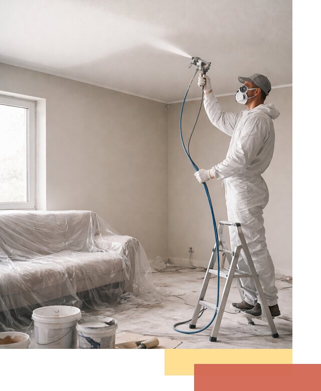 Покраска потолка краскопультом в Новокуйбышевске быстро и качественно