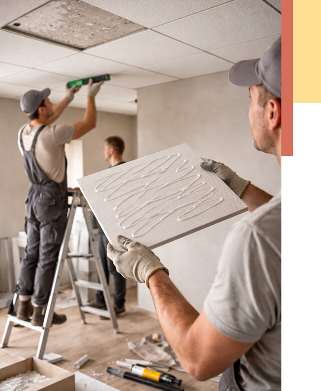 Монтаж потолочной плитки в Новокуйбышевске от 4609 руб. — быстро и недорого | ОТДЕЛОЧНИК-Нвб