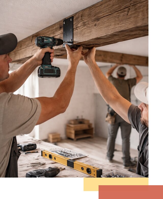 Монтаж декоративных потолочных балок в Новокуйбышевске